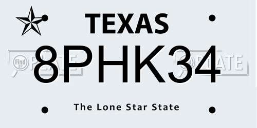 8PHK34 Texas License Plate