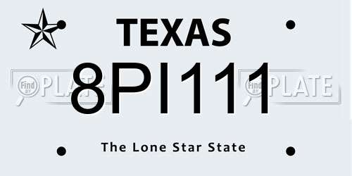 8PI111 Texas License Plate