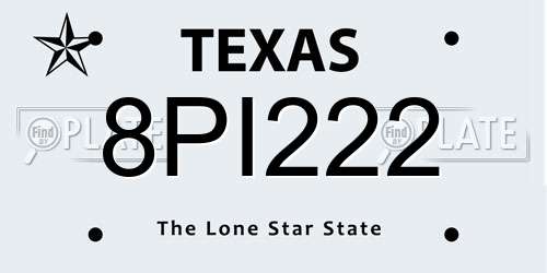 8PI222 Texas License Plate