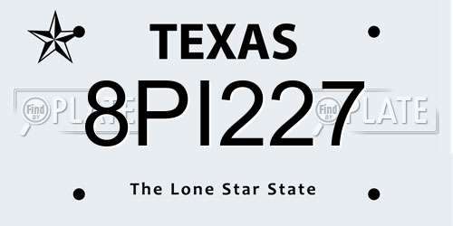 8PI227 Texas License Plate