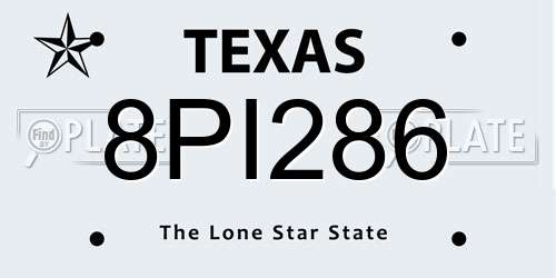 8PI286 Texas License Plate