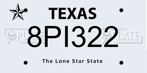 8PI322 Texas License Plate