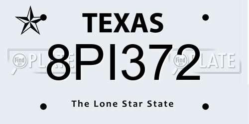 8PI372 Texas License Plate