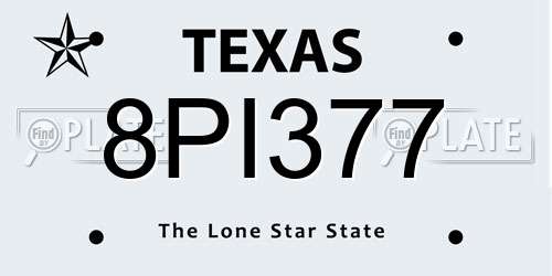 8PI377 Texas License Plate
