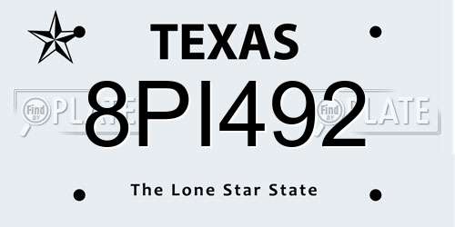 8PI492 Texas License Plate