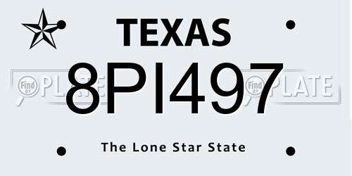8PI497 Texas License Plate