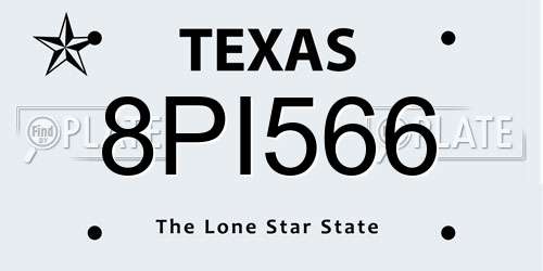 8PI566 Texas License Plate
