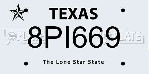 8PI669 Texas License Plate