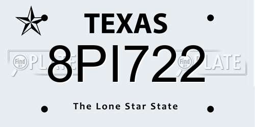 8PI722 Texas License Plate