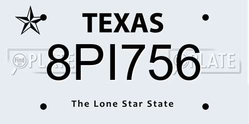 8PI756 Texas License Plate