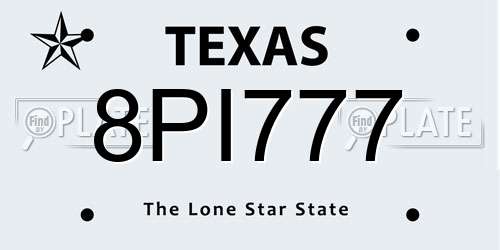 8PI777 Texas License Plate