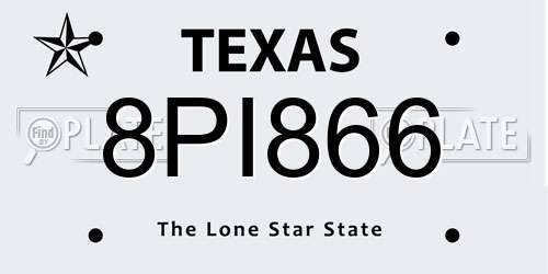 8PI866 Texas License Plate