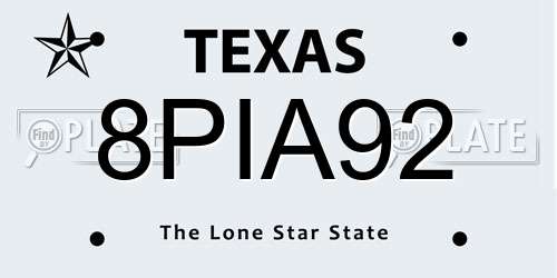 8PIA92 Texas License Plate