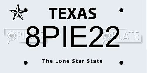 8PIE22 Texas License Plate
