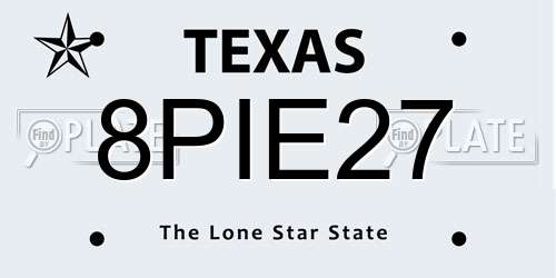 8PIE27 Texas License Plate