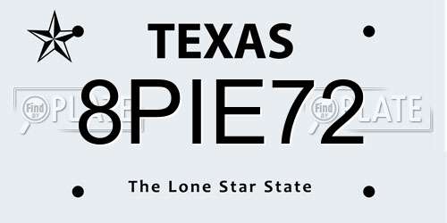 8PIE72 Texas License Plate
