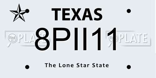 8PII11 Texas License Plate