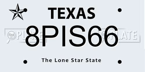 8PIS66 Texas License Plate