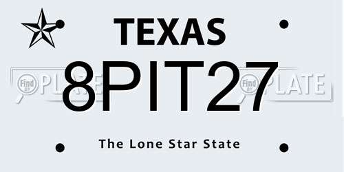 8PIT27 Texas License Plate