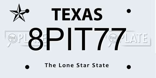8PIT77 Texas License Plate