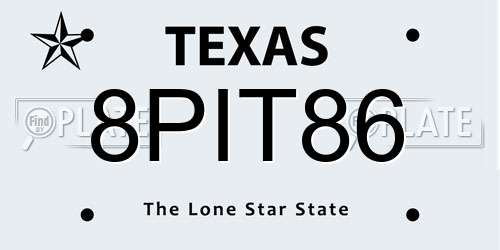 8PIT86 Texas License Plate