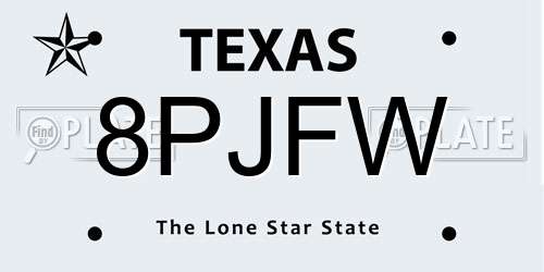 8PJFW Texas License Plate