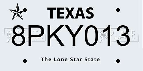 8PKY013 Texas License Plate