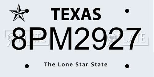 8PM2927 Texas License Plate