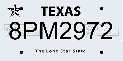 8PM2972 Texas License Plate