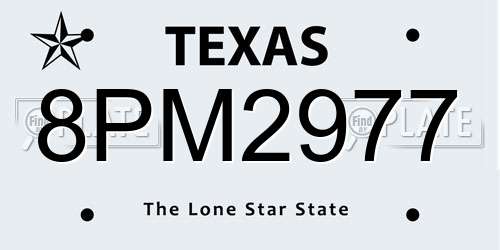 8PM2977 Texas License Plate