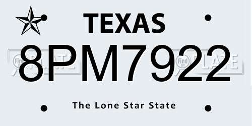 8PM7922 Texas License Plate