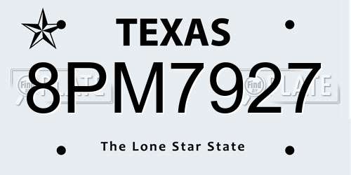 8PM7927 Texas License Plate