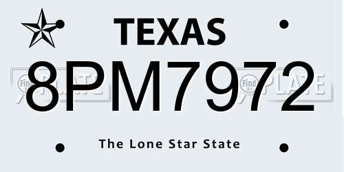 8PM7972 Texas License Plate