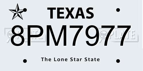 8PM7977 Texas License Plate