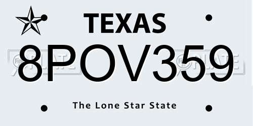 8POV359 Texas License Plate