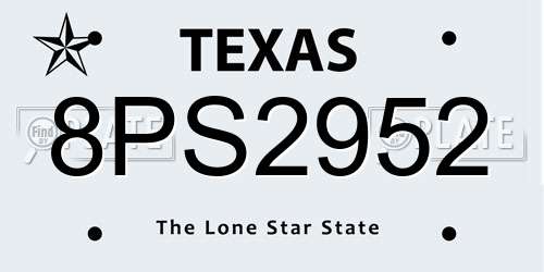8PS2952 Texas License Plate