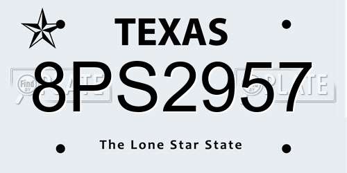 8PS2957 Texas License Plate