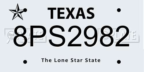 8PS2982 Texas License Plate