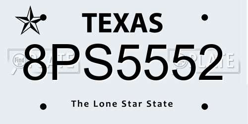 8PS5552 Texas License Plate