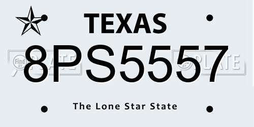8PS5557 Texas License Plate