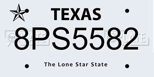 8PS5582 Texas License Plate