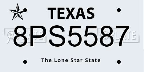 8PS5587 Texas License Plate