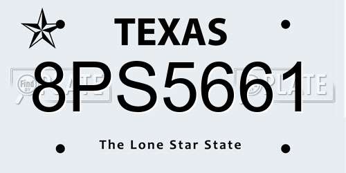 8PS5661 Texas License Plate
