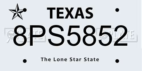 8PS5852 Texas License Plate