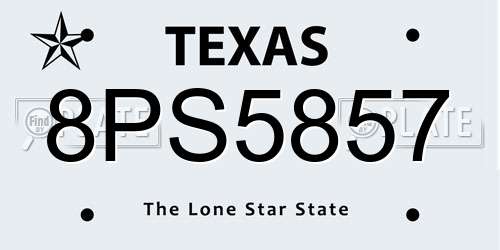 8PS5857 Texas License Plate