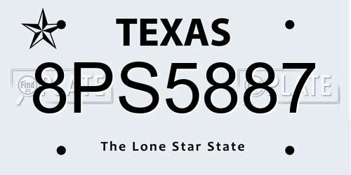 8PS5887 Texas License Plate