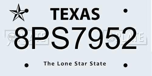 8PS7952 Texas License Plate