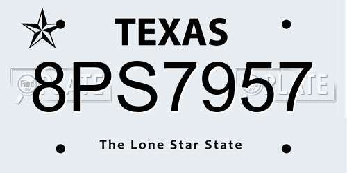 8PS7957 Texas License Plate