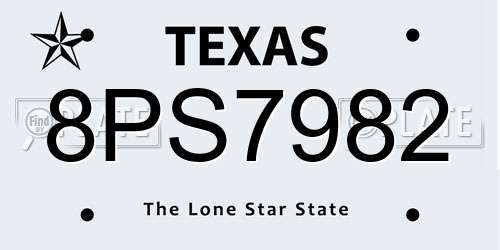 8PS7982 Texas License Plate