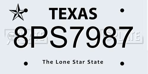 8PS7987 Texas License Plate